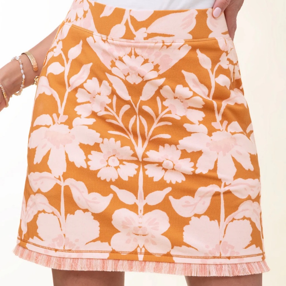 NWT Spartina fringe skort McAllister floral vine Carmel